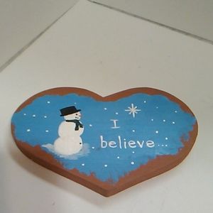 Snowman Wooden Heart